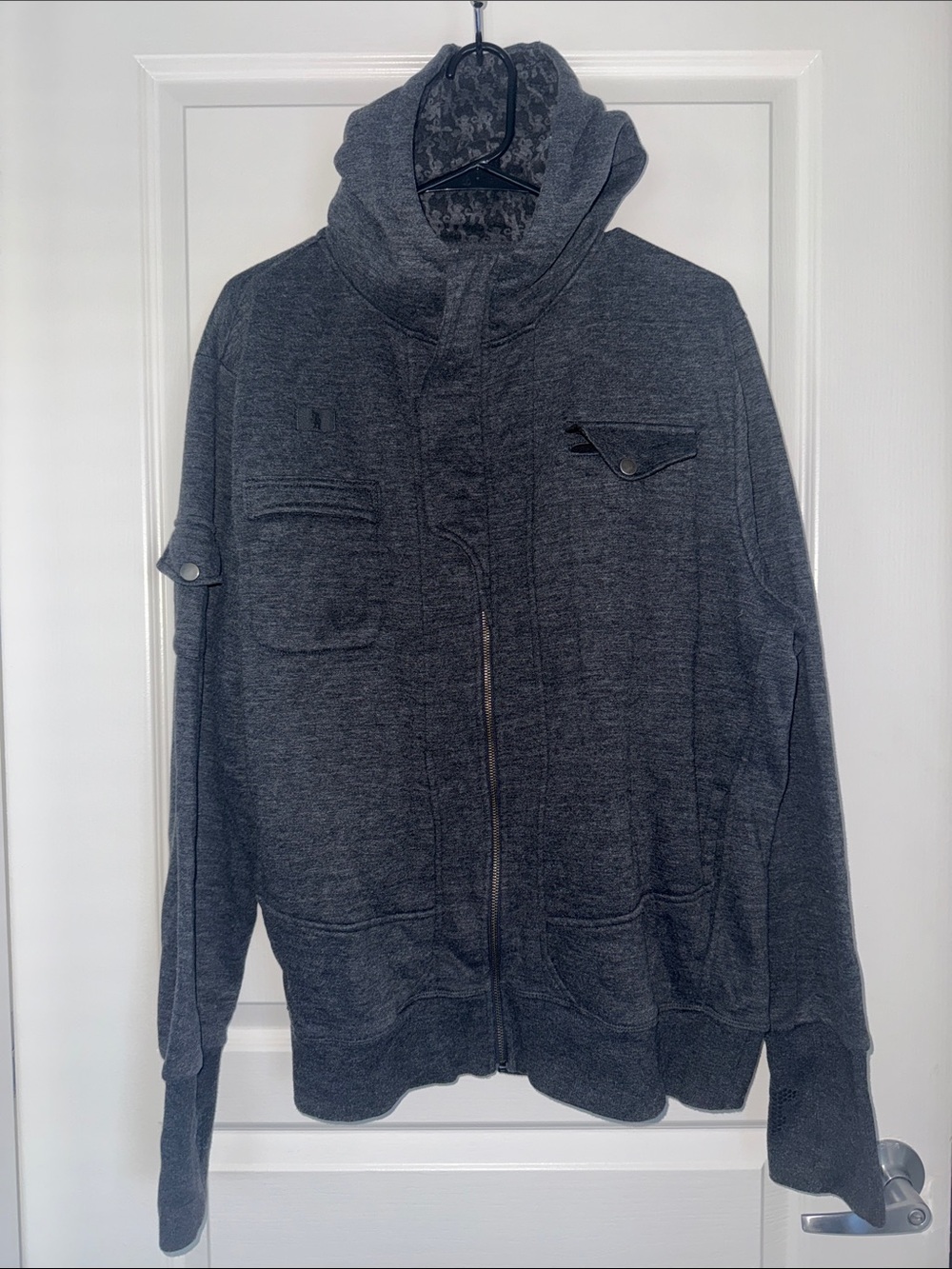 Men's Charcoal Zip-Up Hooded Sweater Jacket